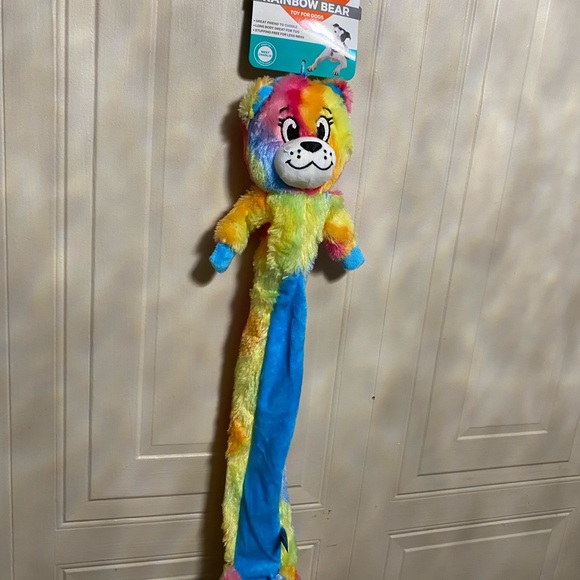 Aspca Pet Stuffing Free Gecko Rainbow Bear Toy For Dogs Clinker & Squeak 24” - Picture 5 of 5
